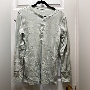 Kindred Bravely Ribbed Knit Nursing Top Mint Green Henley Organic Cotton XL